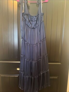 Lulu's Navy Blue Tiered Midi Dress